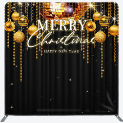 Aperturee - Aperturee Bells Black Merry Christmas Happy New Year Backdrop