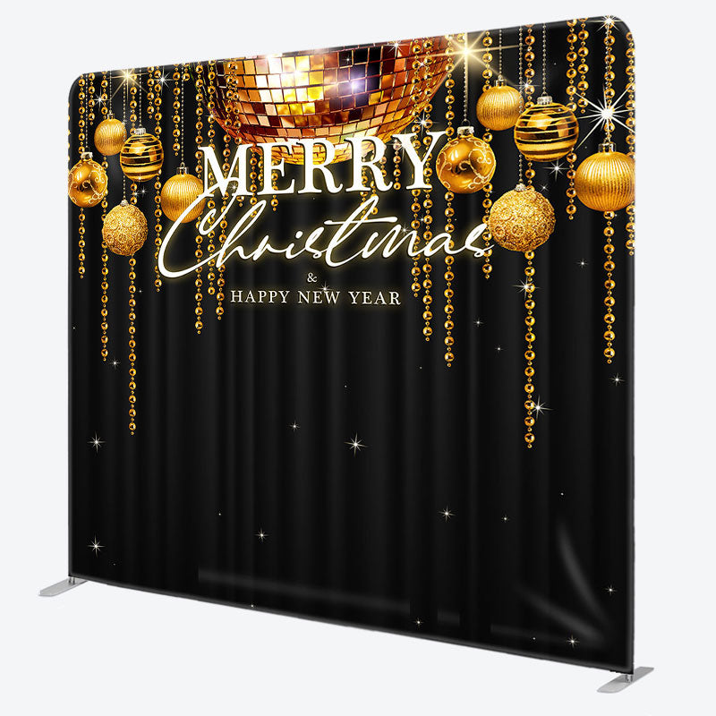 Aperturee - Aperturee Bells Black Merry Christmas Happy New Year Backdrop