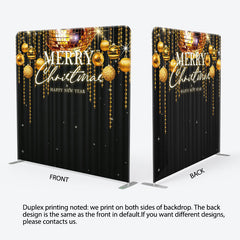 Aperturee - Aperturee Bells Black Merry Christmas Happy New Year Backdrop