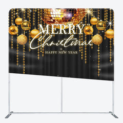 Aperturee - Aperturee Bells Black Merry Christmas Happy New Year Backdrop