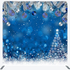 Aperturee - Aperturee Blue Snowy Bell Bokeh Christmas Pillow Case Backdrop