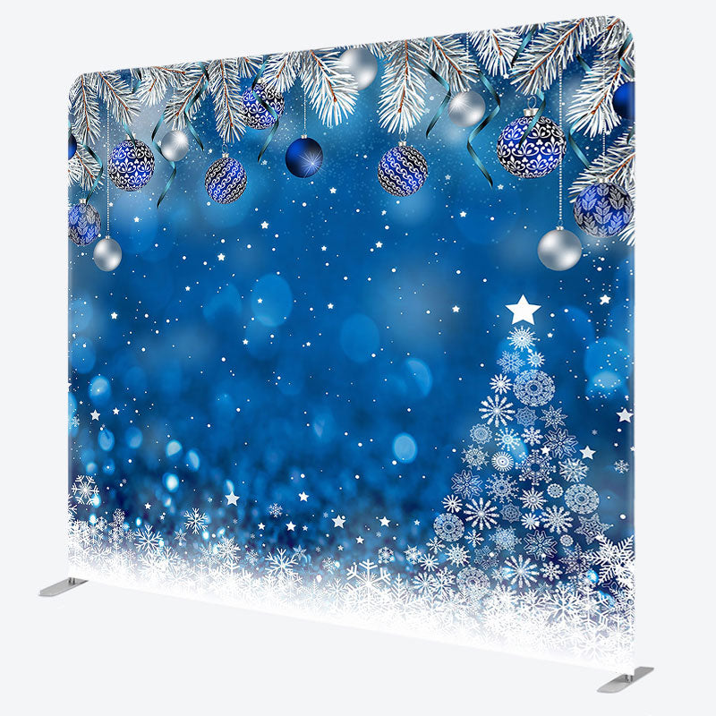 Aperturee - Aperturee Blue Snowy Bell Bokeh Christmas Pillow Case Backdrop