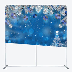 Aperturee - Aperturee Blue Snowy Bell Bokeh Christmas Pillow Case Backdrop