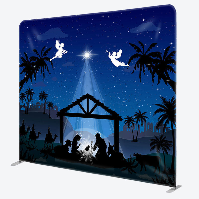 Aperturee - Aperturee Blue Star Holy Night Nativity Christmas Backdrop