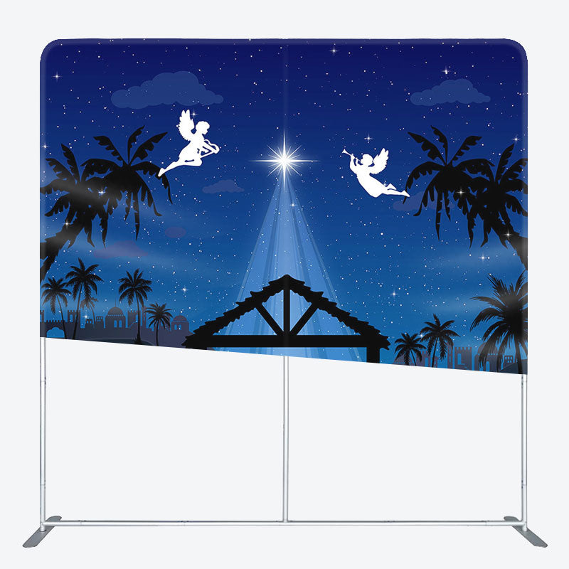 Aperturee - Aperturee Blue Star Holy Night Nativity Christmas Backdrop