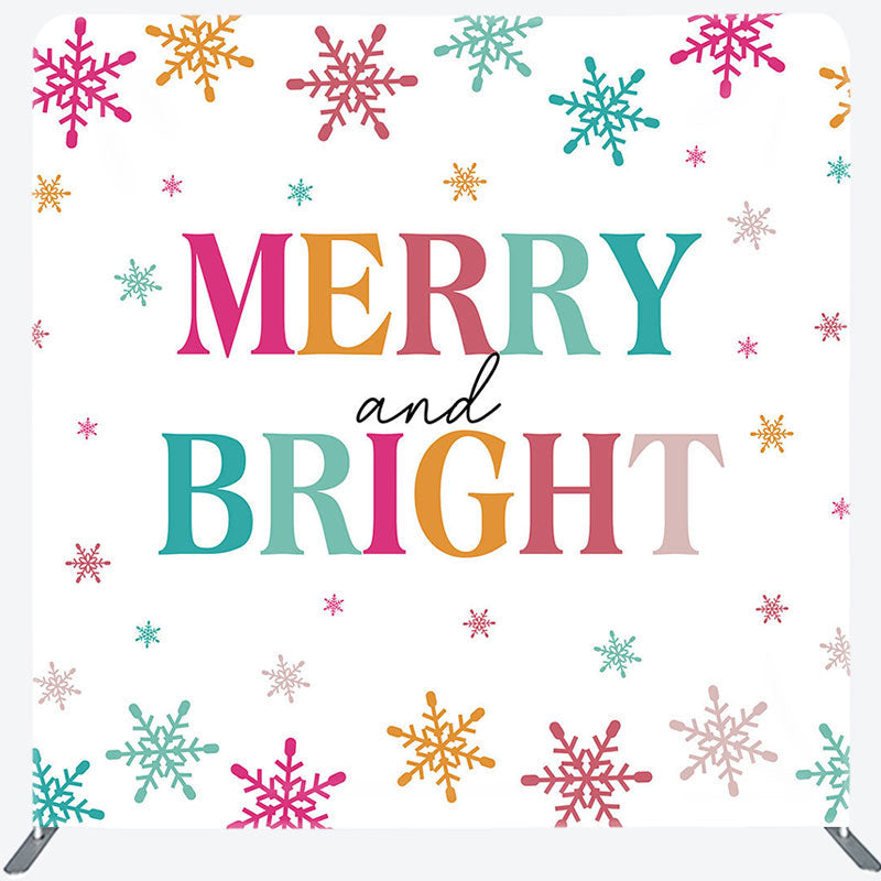 Aperturee - Aperturee Merry And Bright Colorful Snowy Christmas Backdrop