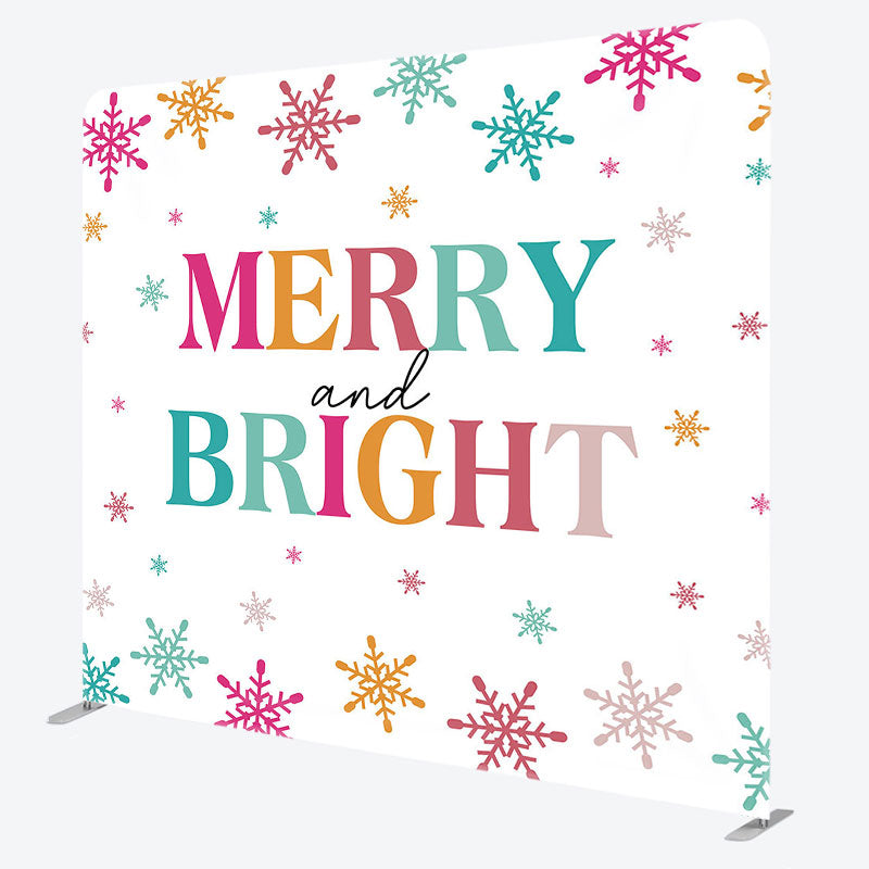 Aperturee - Aperturee Merry And Bright Colorful Snowy Christmas Backdrop