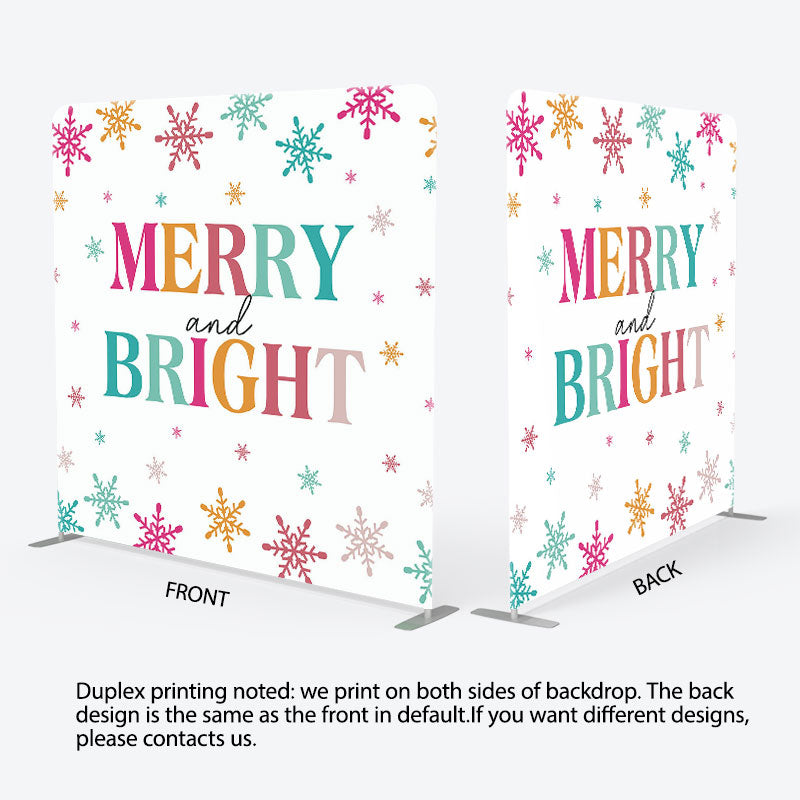 Aperturee - Aperturee Merry And Bright Colorful Snowy Christmas Backdrop