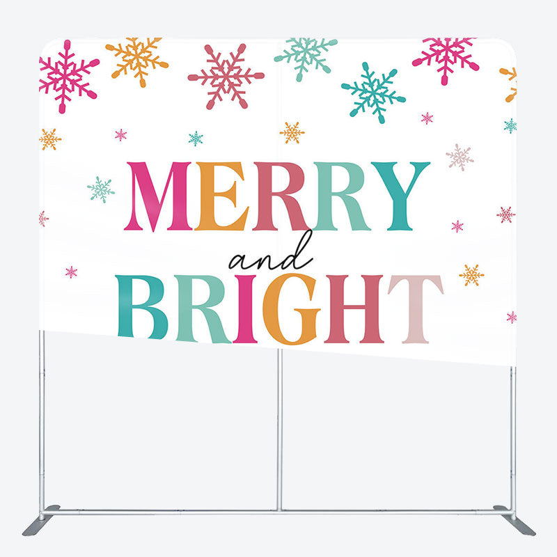 Aperturee - Aperturee Merry And Bright Colorful Snowy Christmas Backdrop