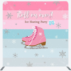 Aperturee - Aperturee Winter Pink Roll On Over Ice Skating Party Backdrop