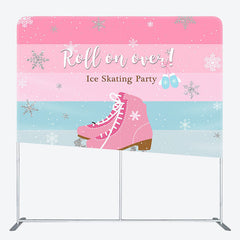 Aperturee - Aperturee Winter Pink Roll On Over Ice Skating Party Backdrop