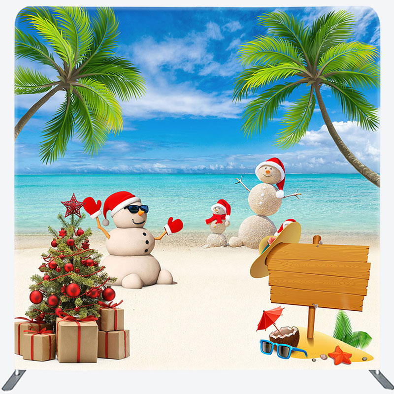 Aperturee - Aperturee Sandy Beach Pine Trees Christmas In July Backdrop