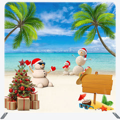 Aperturee - Aperturee Sandy Beach Pine Trees Christmas In July Backdrop