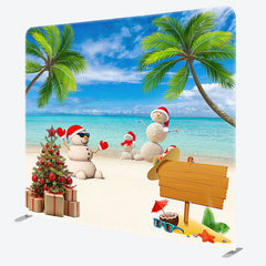 Aperturee - Aperturee Sandy Beach Pine Trees Christmas In July Backdrop