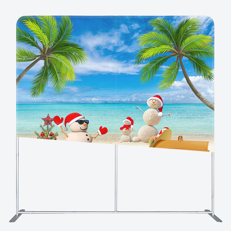 Aperturee - Aperturee Sandy Beach Pine Trees Christmas In July Backdrop