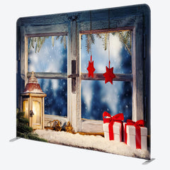 Aperturee Village Window Gifts Christmas Tension Fabric Backdrop