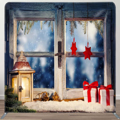 Aperturee Village Window Gifts Christmas Tension Fabric Backdrop