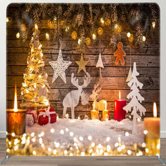 Aperturee Light Wood Glitter Tension Fabric Christmas Backdrop