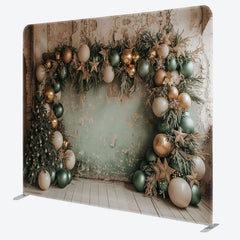 Aperturee - Aperturee Retro Grey Green Wall Christmas Pillow Case Backdrop