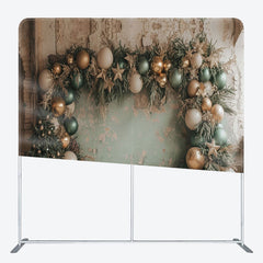 Aperturee - Aperturee Retro Grey Green Wall Christmas Pillow Case Backdrop