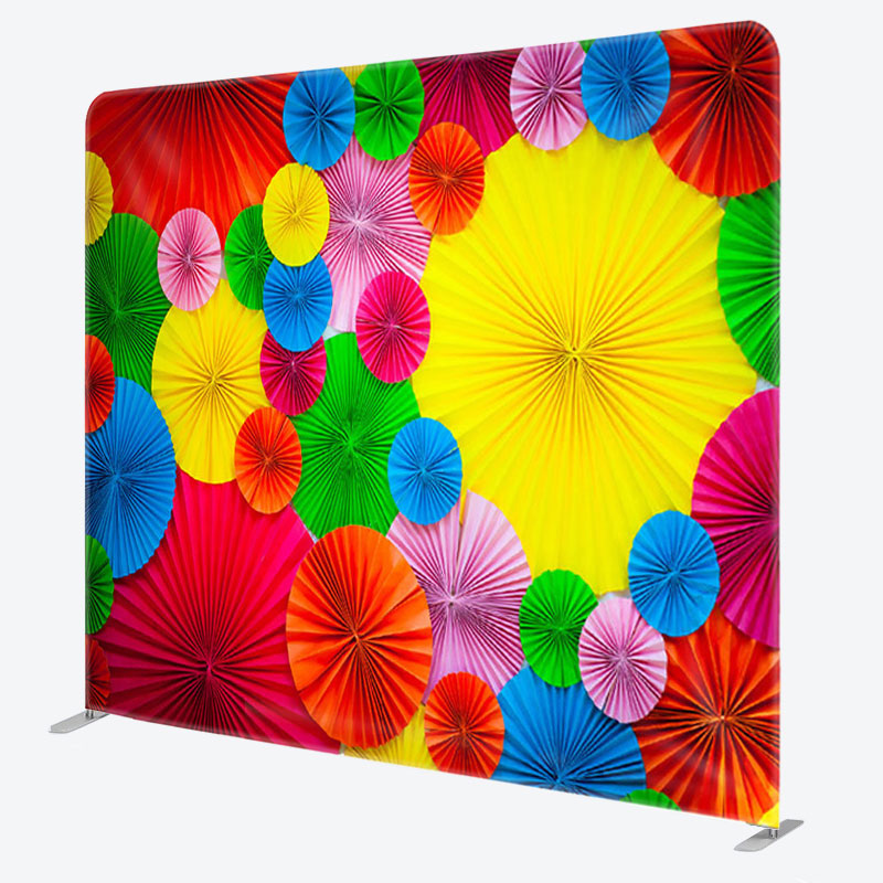 Aperturee - Aperturee Rainbow Color Umbrellas Fabric Birthday Backdrop Cover