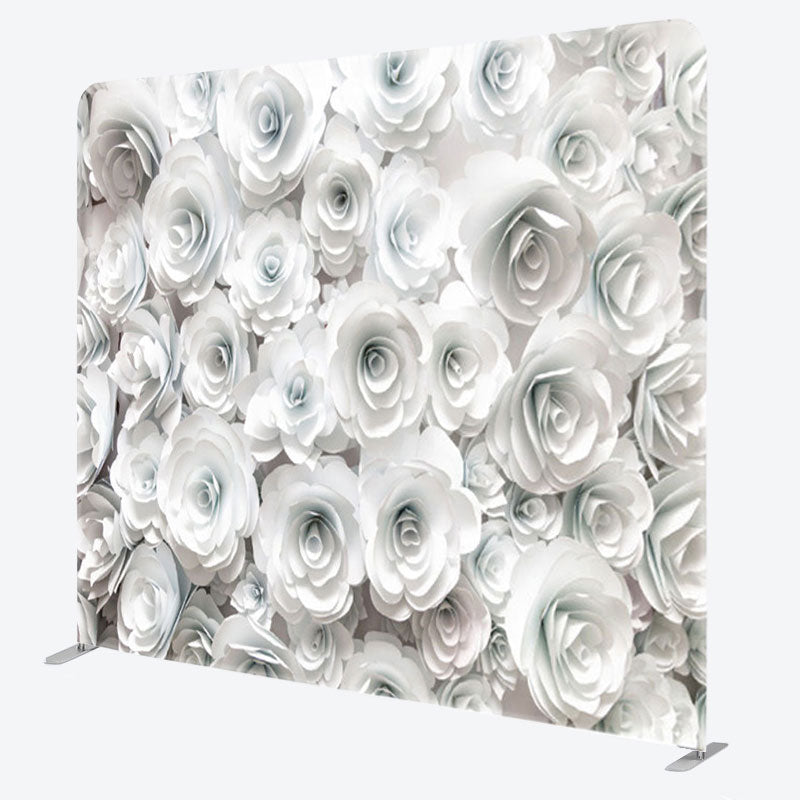 Aperturee - Aperturee White Paper Floral Backdrop Cover For Party Decor