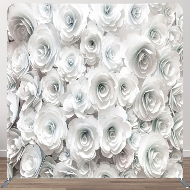 Aperturee - Aperturee White Paper Floral Backdrop Cover For Party Decor