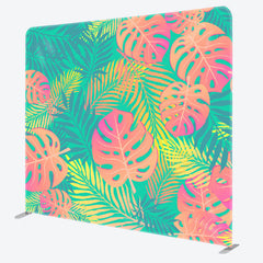 Aperturee - Aperturee Green Orange Tropical Monstera Summer Backdrop Cover