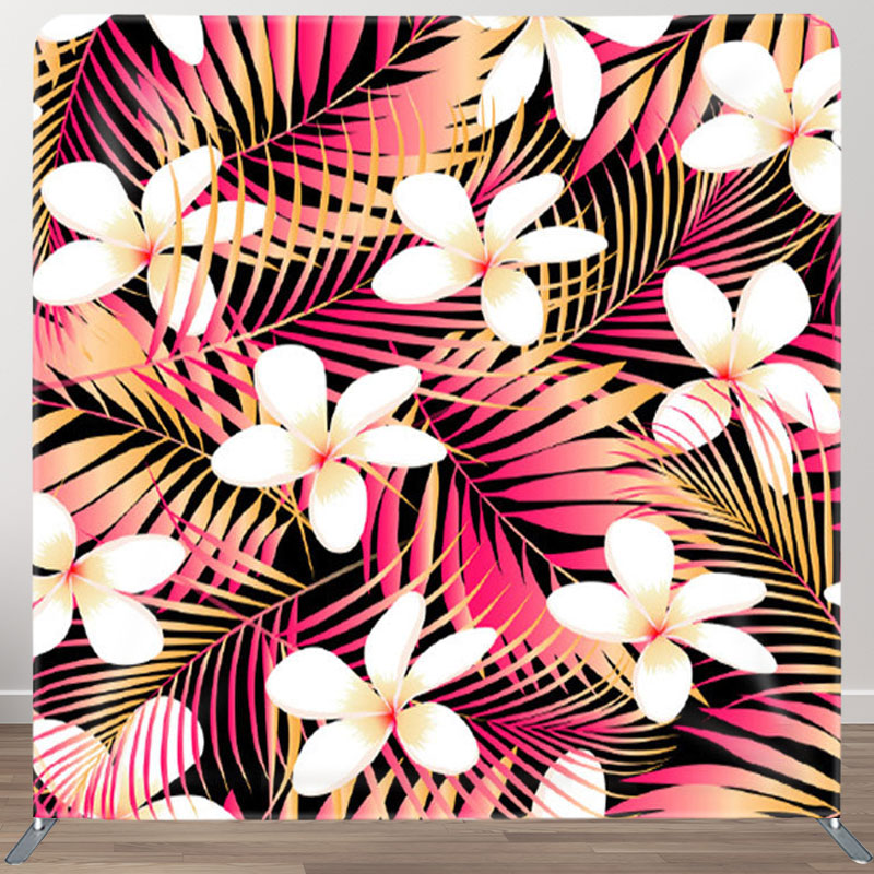 Aperturee - Aperturee Tropical White Hibiscus Black Birthday Backdrop Cover