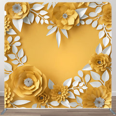 Aperturee - Aperturee Yellow Paper Floral Heart Fabric Party Backdrop