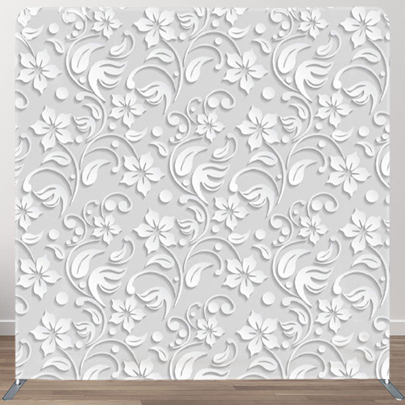 Aperturee - Aperturee Simple White Spiral Floral Backdrop Cover For Decor