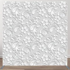 Aperturee - Aperturee Simple White Spiral Floral Backdrop Cover For Decor