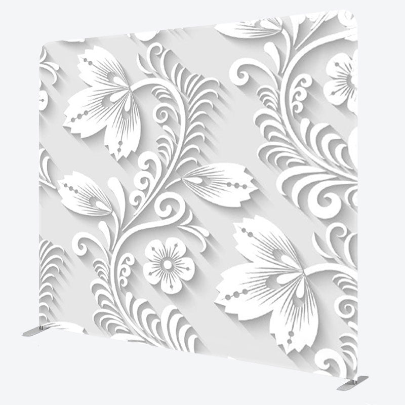 Aperturee - Aperturee White Flower Winding Relief Style Party Backdrop