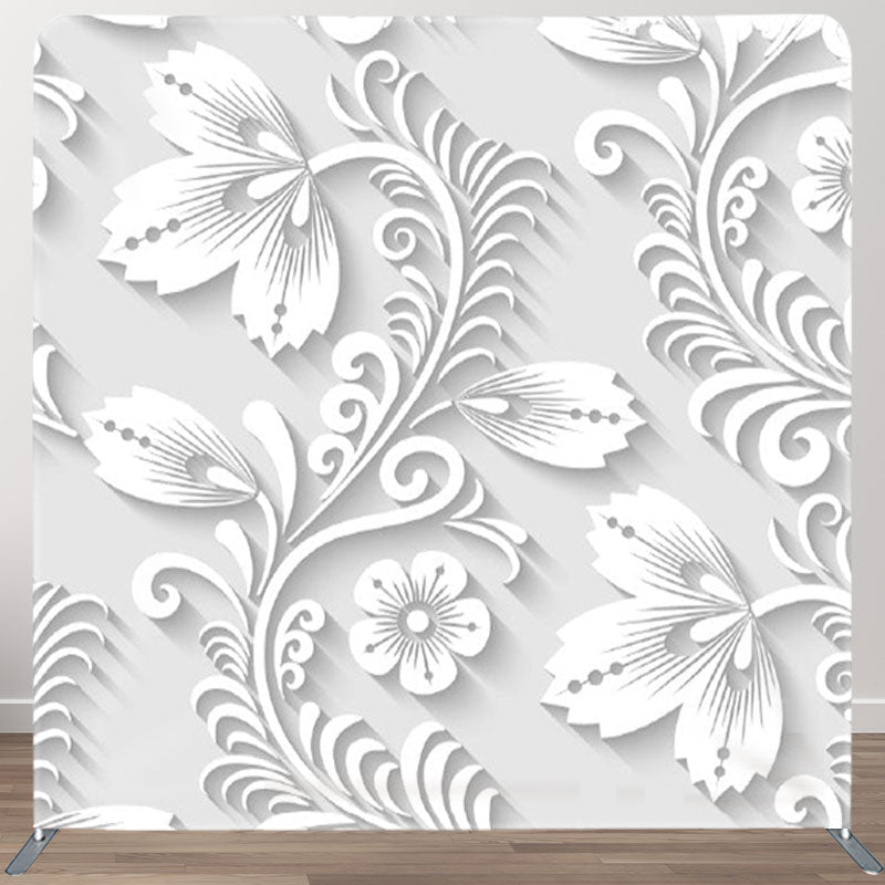 Aperturee - Aperturee White Flower Winding Relief Style Party Backdrop