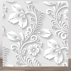 Aperturee - Aperturee White Flower Winding Relief Style Party Backdrop