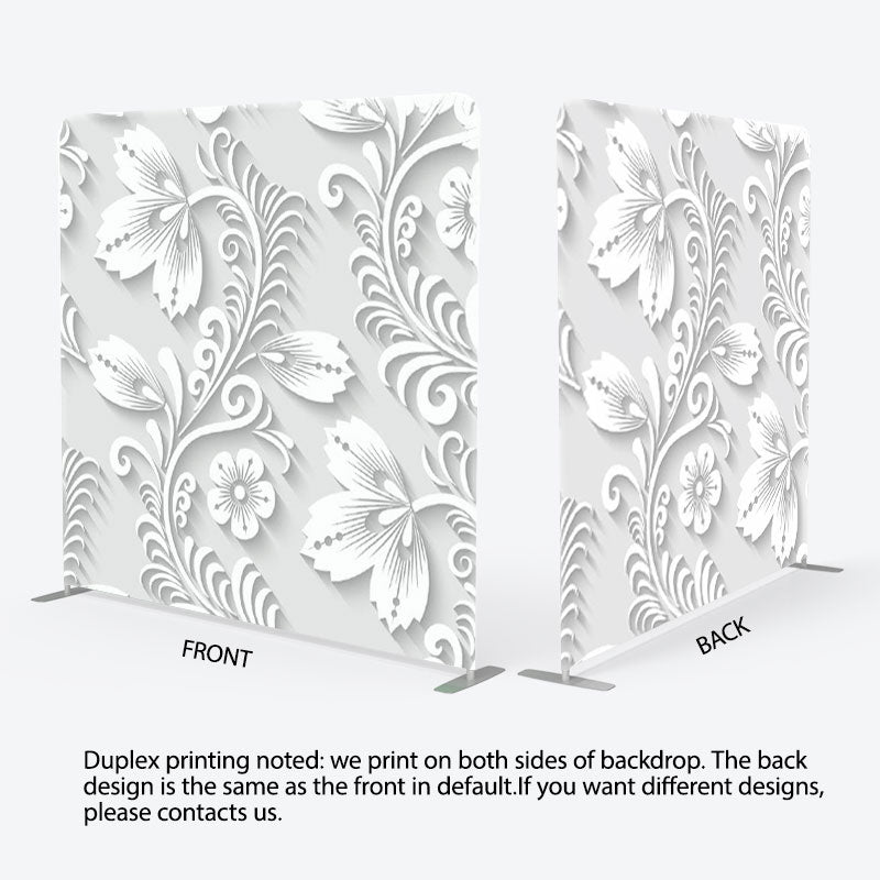 Aperturee - Aperturee White Flower Winding Relief Style Party Backdrop