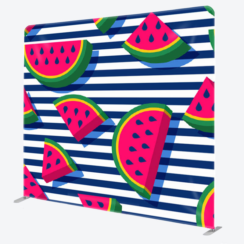 Aperturee - Aperturee Watermelon Indigo And White Stripe Fabric Backdrop