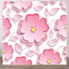 Aperturee - Aperturee 3D Pink Flowersn White Fabric Party Backdrop Cover