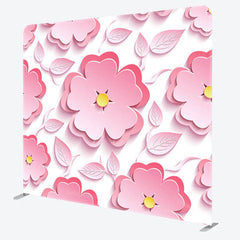 Aperturee - Aperturee 3D Pink Flowersn White Fabric Party Backdrop Cover