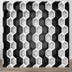 Aperturee Black And White Hexagonal Puzzle Backdrop For Party