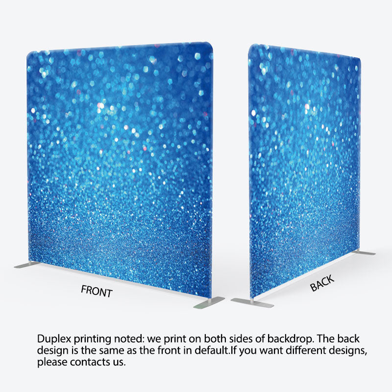 Aperturee - Aperturee Blue Sparkling Bokeh Fabric Party Backdrop Cover