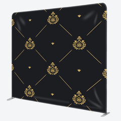 Aperturee - Aperturee Gold Noble Pattern Black Fabric Party Backdrop For Deocr