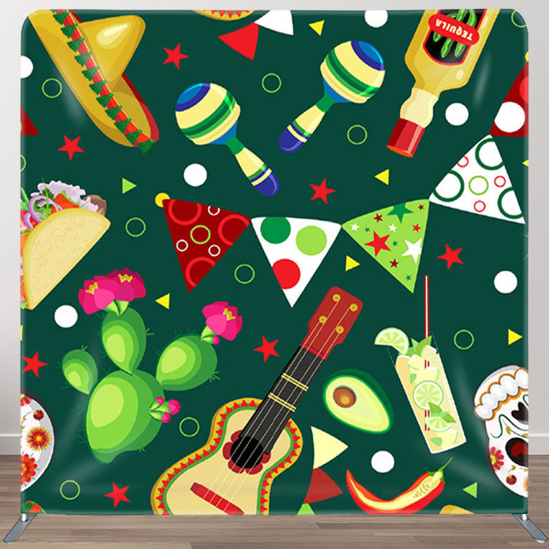 Aperturee - Aperturee Sombrero Cactus Taco Avocado Mexican Fiesta Backdrop