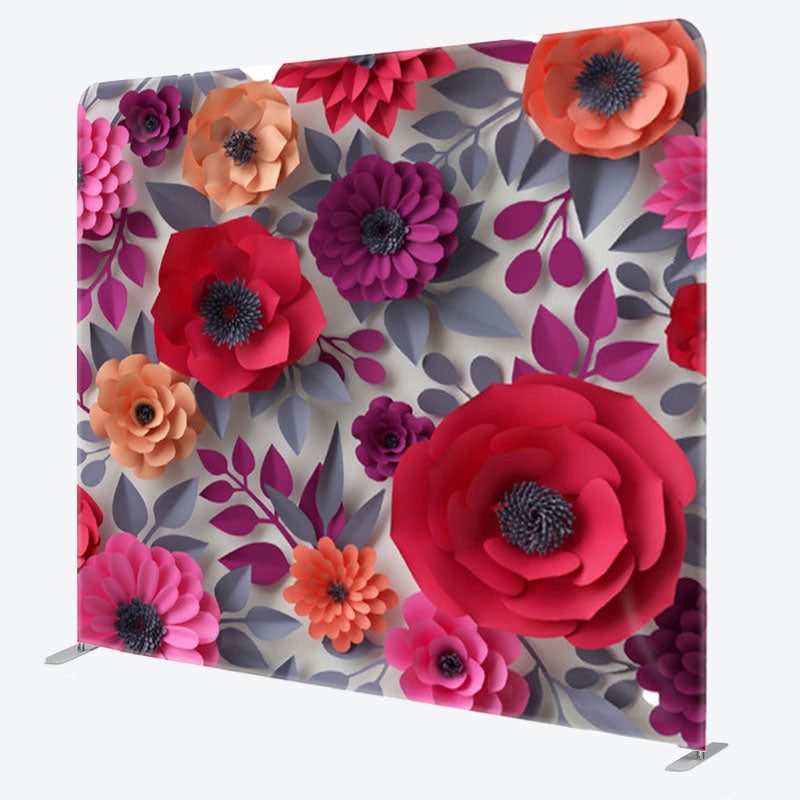 Aperturee - Aperturee Red Orange Pink Paper Flower Backdrop Cover For Decor