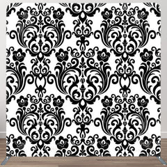 Aperturee Black Crown Demask Pattern White Backdrop For Decor