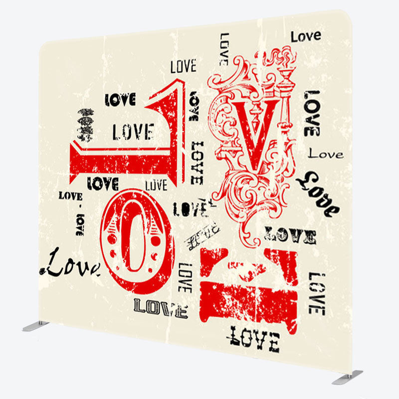 Aperturee - Aperturee Love Signet Style Beige Fabric Valentines Day Backdrop