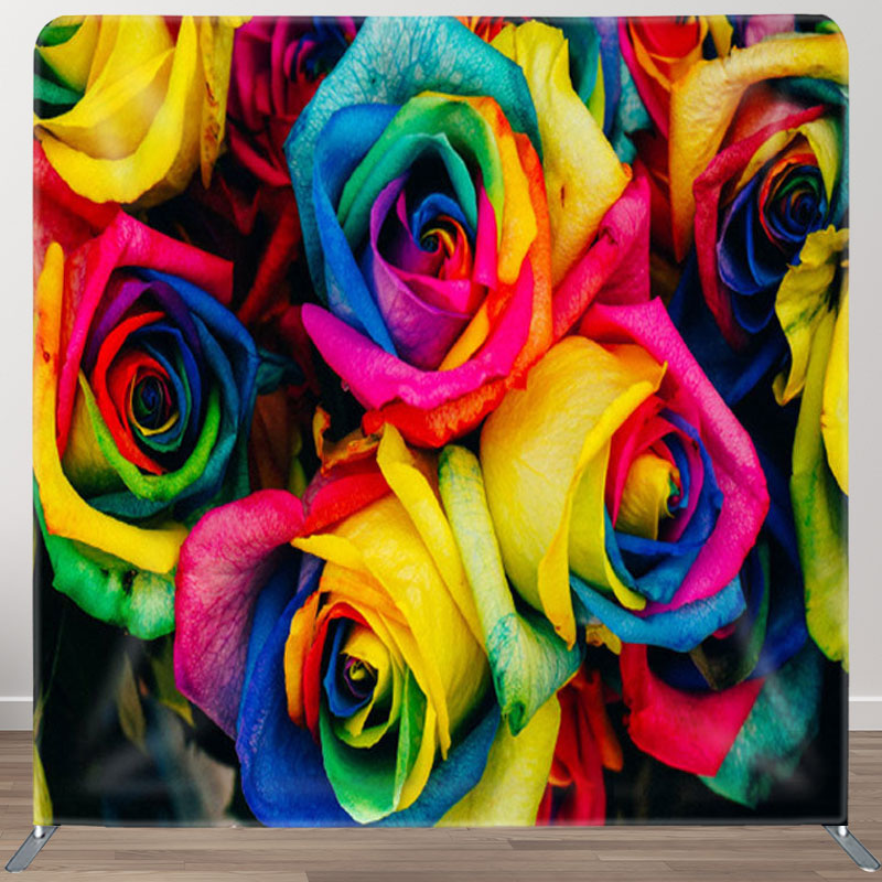 Aperturee - Aperturee Gorgeous Rainbow Rose Valentines Day Backdrop Cover