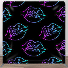 Aperturee - Aperturee Girl Power Neon Color Lips Black Party Backdrop Cover