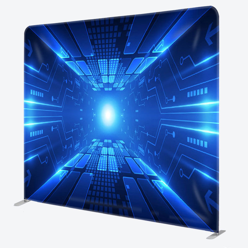 Aperturee - Aperturee Futuristic Cyber Style Blue Tunnel Party Backdrop