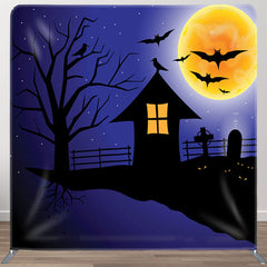 Aperturee Night Moon Cliff Bats Happy Halloween Party Backdrop